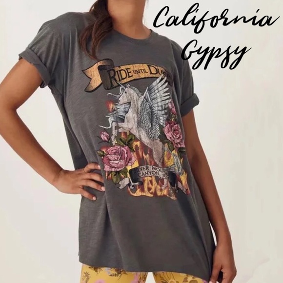 CALIFORNIA GYPSY Tops - Ride until Dusk Gypsy Unicorn Boho T-shirts
